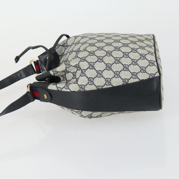 GUCCI GG Supreme Sherry Line Shoulder Bag PVC Red Navy 14 02 034 Auth 156036