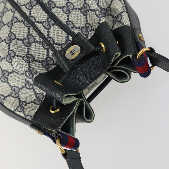 GUCCI GG Supreme Sherry Line Shoulder Bag PVC Red Navy 14 02 034 Auth 156036