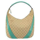 GUCCI GG Canvas Shoulder Bag Beige Silver 134357 Auth 156040-2