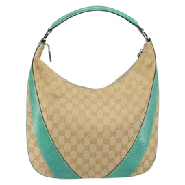 GUCCI GG Canvas Shoulder Bag Beige Silver 134357 Auth 156040 - 0