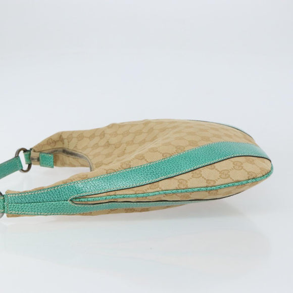 GUCCI GG Canvas Shoulder Bag Beige Silver 134357 Auth 156040