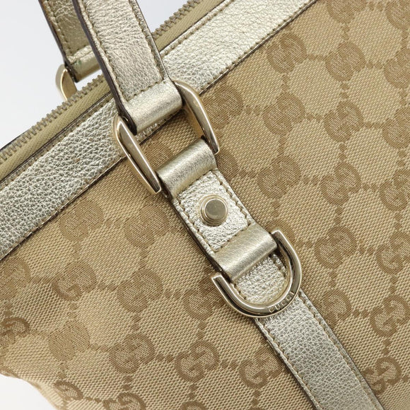 GUCCI GG Canvas Abbey Tote Bag Beige Gold 141470 Auth 156041