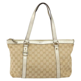 GUCCI GG Canvas Abbey Tote Bag Beige Gold 141470 Auth 156041 - 0