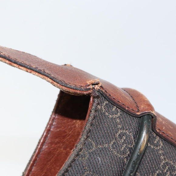 GUCCI Horsebit GG Canvas Shoulder Bag Black 101975 Auth 156044