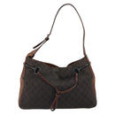 GUCCI Horsebit GG Canvas Shoulder Bag Black 101975 Auth 156044-2