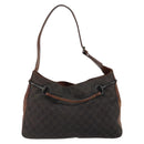 GUCCI Horsebit GG Canvas Shoulder Bag Black 101975 Auth 156044-3
