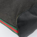 GUCCI Web Sherry Line Shoulder Bag Canvas Black Red Green 01234 Auth 156045-14