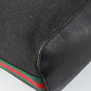GUCCI Web Sherry Line Shoulder Bag Canvas Black Red Green 01234 Auth 156045-16