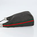 GUCCI Web Sherry Line Shoulder Bag Canvas Black Red Green 01234 Auth 156045-4
