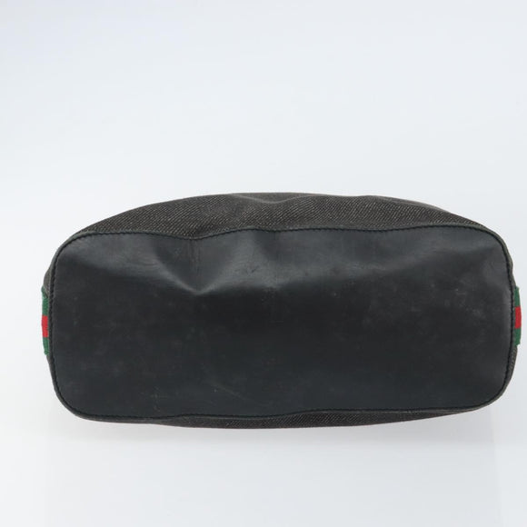 GUCCI Web Sherry Line Shoulder Bag Canvas Black Red Green 01234 Auth 156045