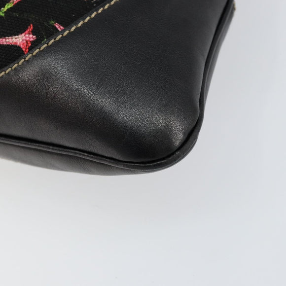 GUCCI Flora Shoulder Bag Canvas Black Gold 153029 Auth 156047