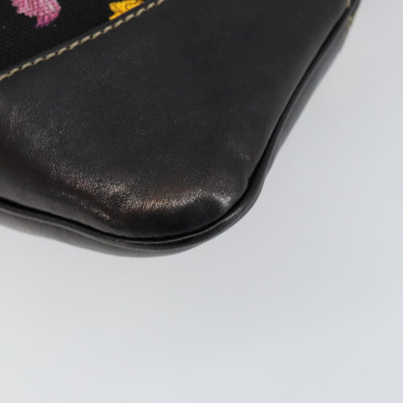 GUCCI Flora Shoulder Bag Canvas Black Gold 153029 Auth 156047