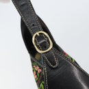 GUCCI Flora Shoulder Bag Canvas Black Gold 153029 Auth 156047-14
