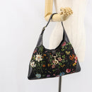 GUCCI Flora Shoulder Bag Canvas Black Gold 153029 Auth 156047-23