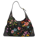 GUCCI Flora Shoulder Bag Canvas Black Gold 153029 Auth 156047-3