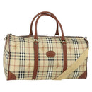 Burberrys Nova Check Boston Bag PVC Leather 2way Beige Gold Auth 156048-1