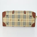 Burberrys Nova Check Boston Bag PVC Leather 2way Beige Gold Auth 156048-5