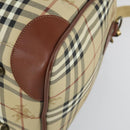 Burberrys Nova Check Boston Bag PVC Leather 2way Beige Gold Auth 156048-15