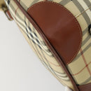 Burberrys Nova Check Boston Bag PVC Leather 2way Beige Gold Auth 156048-16