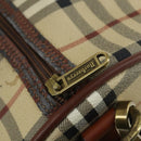 Burberrys Nova Check Boston Bag PVC Leather 2way Beige Gold Auth 156048-20