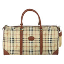 Burberrys Nova Check Boston Bag PVC Leather 2way Beige Gold Auth 156048-13