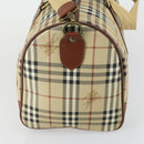 Burberrys Nova Check Boston Bag PVC Leather 2way Beige Gold Auth 156048-3