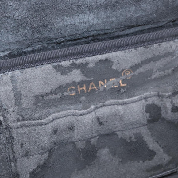 CHANEL COCO Mark Vanity Hand Bag Caviar Skin Black Gold CC Auth 156049