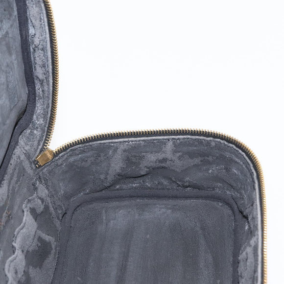 CHANEL COCO Mark Vanity Hand Bag Caviar Skin Black Gold CC Auth 156049