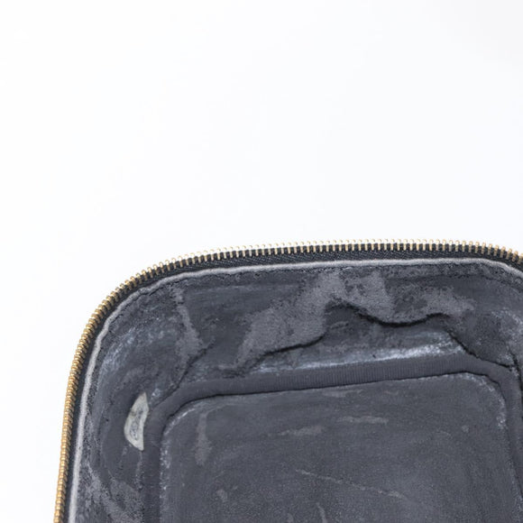 CHANEL COCO Mark Vanity Hand Bag Caviar Skin Black Gold CC Auth 156049