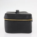 CHANEL COCO Mark Vanity Hand Bag Caviar Skin Black Gold CC Auth 156049-4