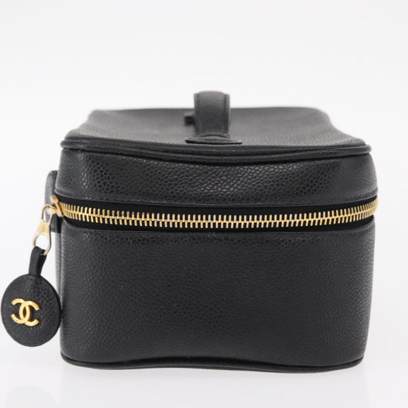 CHANEL COCO Mark Vanity Handtas Kaviaar Zwart Goud CC Authenticatie 156049