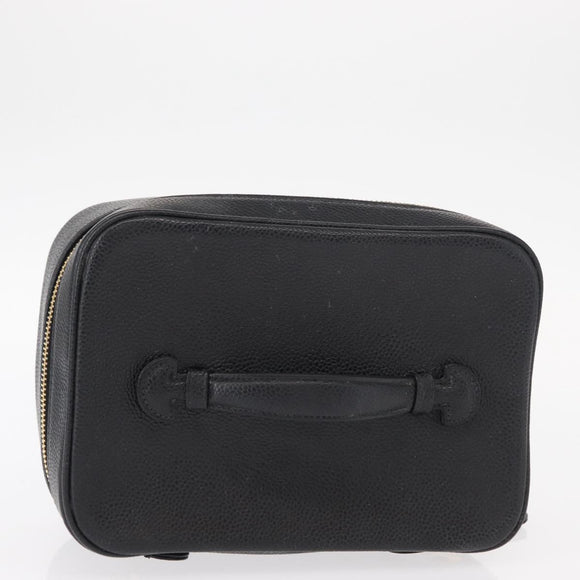 CHANEL COCO Mark Vanity Handtas Kaviaar Zwart Goud CC Authenticatie 156049