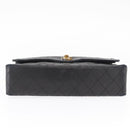 CHANEL Matelasse 25 Double Flap Paris Only Bag Lamb Skin Black CC Auth 156054-10