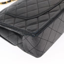 CHANEL Matelasse 25 Double Flap Paris Only Bag Lamb Skin Black CC Auth 156054-13