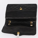 CHANEL Matelasse 25 Double Flap Paris Only Bag Lamb Skin Black CC Auth 156054-16