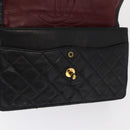 CHANEL Matelasse 25 Double Flap Paris Only Bag Lamb Skin Black CC Auth 156054-21