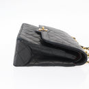 CHANEL Matelasse 25 Double Flap Paris Only Bag Lamb Skin Black CC Auth 156054-5