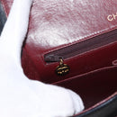 CHANEL Matelasse 25 Double Flap Chain Bag Lamb Skin Black Gold CC Auth 156055-29