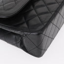 CHANEL Matelasse 25 Double Flap Paris Only Bag Lamb Skin Black CC Auth 156056-15