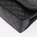 CHANEL Matelasse 25 Double Flap Paris Only Bag Lamb Skin Black CC Auth 156056-16