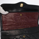 CHANEL Matelasse 25 Double Flap Paris Only Bag Lamb Skin Black CC Auth 156056-8