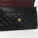 CHANEL Matelasse 25 Double Flap Paris Only Bag Lamb Skin Black CC Auth 156056-23
