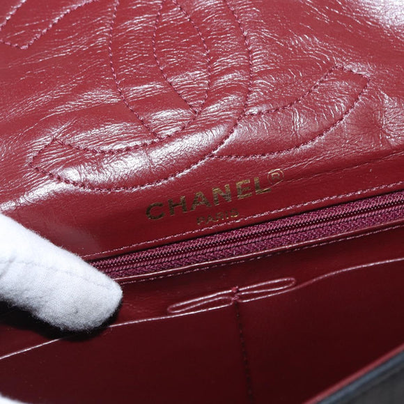 CHANEL Matelasse 25 Double Flap Paris Only Bag Lamb Skin Black CC Auth 156056