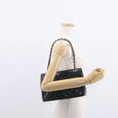 CHANEL Matelasse 25 Double Flap Paris Only Bag Lamb Skin Black CC Auth 156056-29