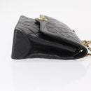 CHANEL Matelasse 25 Double Flap Paris Only Bag Lamb Skin Black CC Auth 156056-3
