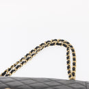 CHANEL Matelasse 25 Double Flap Paris Only Bag Lamb Skin Black CC Auth 156056-14