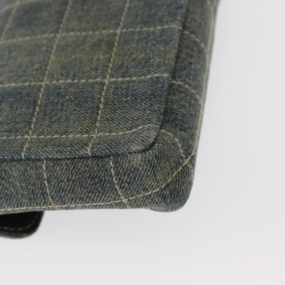 CHANEL Choco Bar Chain Shoulder Bag Denim Blue CC Auth 156057