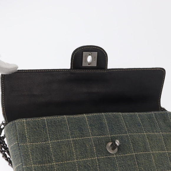 CHANEL Choco Bar Chain Shoulder Bag Denim Blue CC Auth 156057