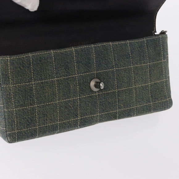 CHANEL Choco Bar Chain Shoulder Bag Denim Blue CC Auth 156057