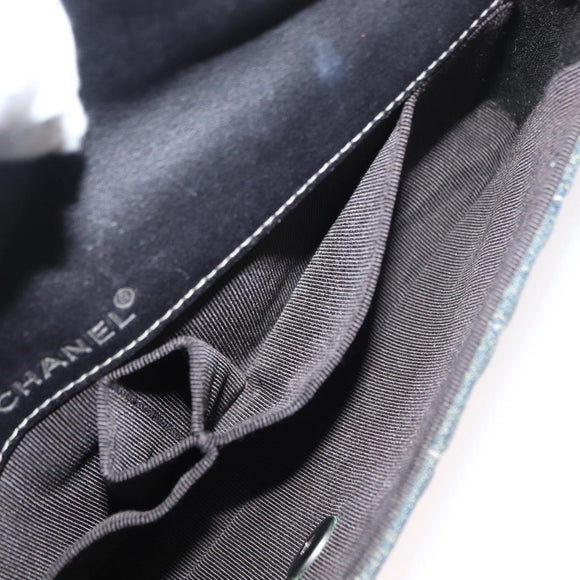 CHANEL Choco Bar Chain Shoulder Bag Denim Blue CC Auth 156057